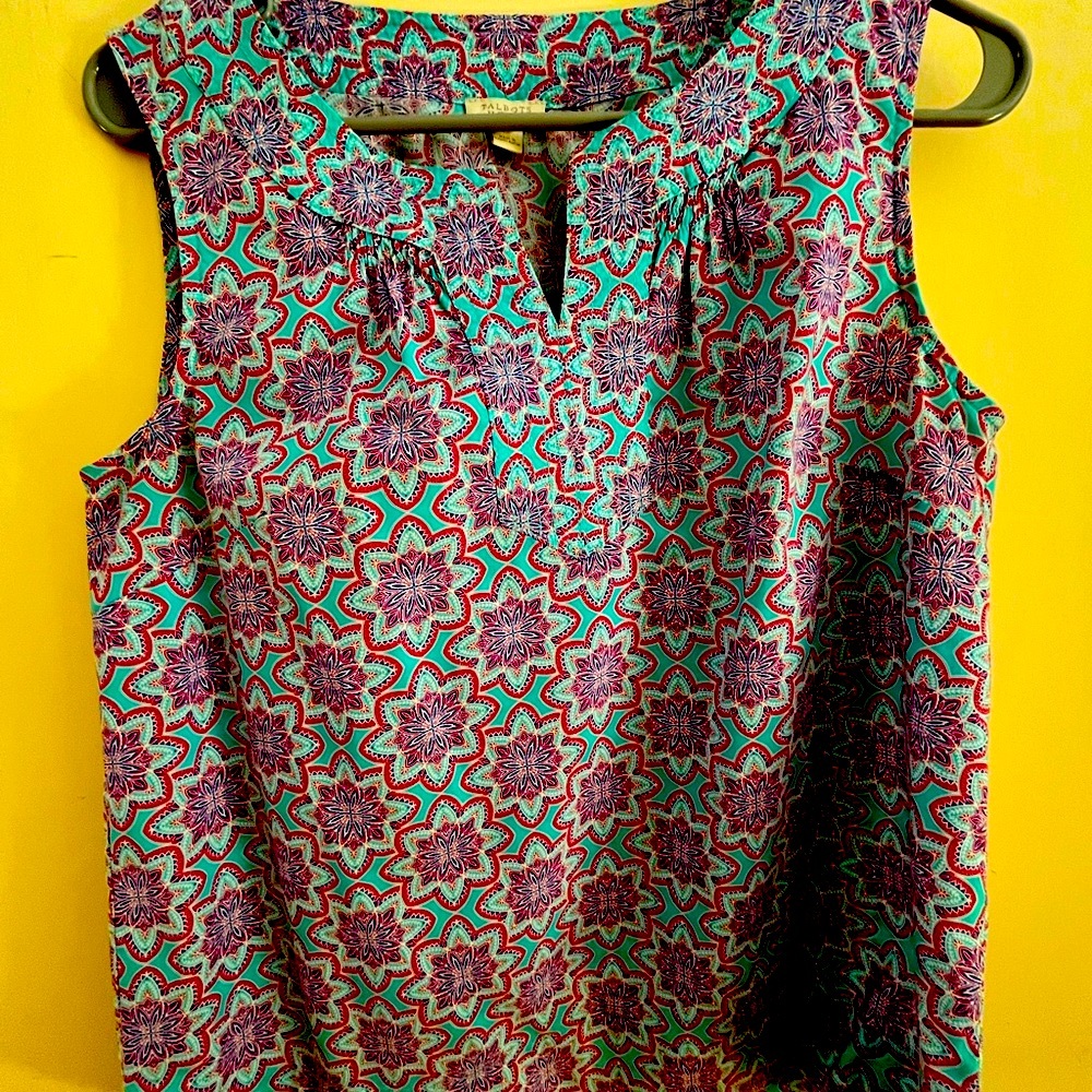 Talbots Floral Sleeveless Blouse - Purple and Teal